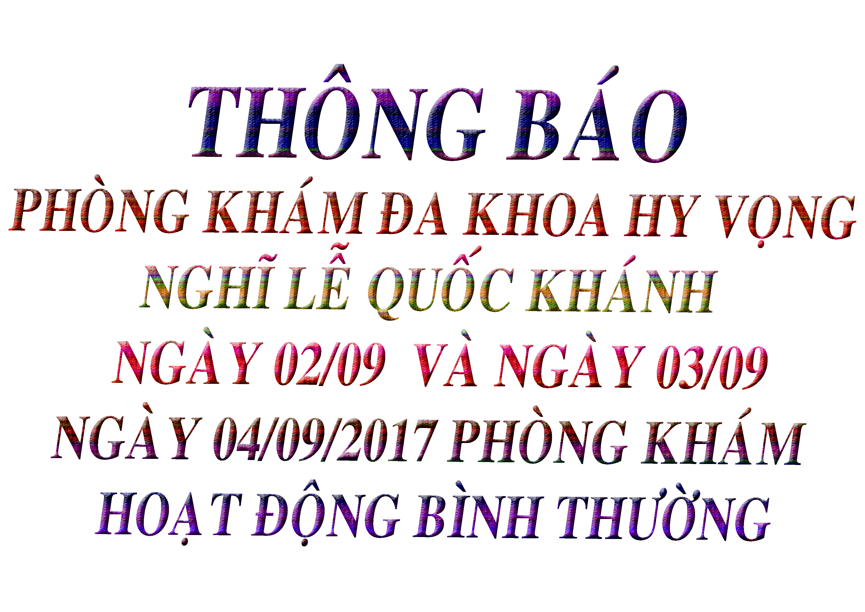 THÔNG BÁO NGHĨ LỄ QUỐC KHÁNH  02/9