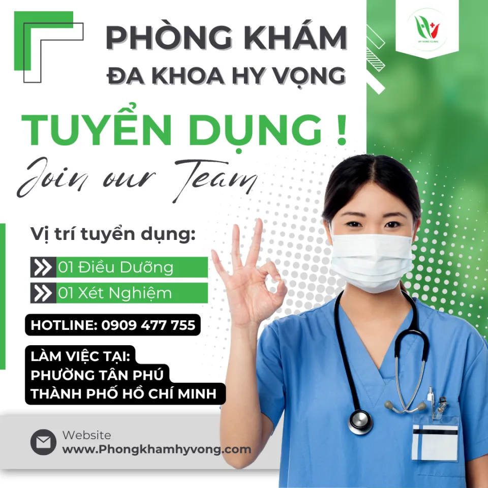 Tuyển dụng 1 điều dưỡng và 1 xét nghiệm