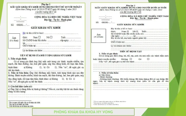 Khám sức khỏe đi làm theo thông tư 14/2013/tt-byt tại phòng khám đa khoa Hy Vọng