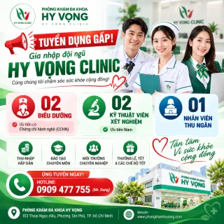 Tuyển dụng 2 điều dưỡng, 2  KTV xét nghiệm, 1 thu ngân
