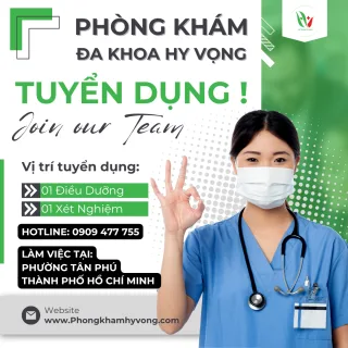 Tuyển dụng 1 điều dưỡng và 1 xét nghiệm
