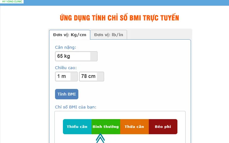 Công thức tính chỉ số BMI Online